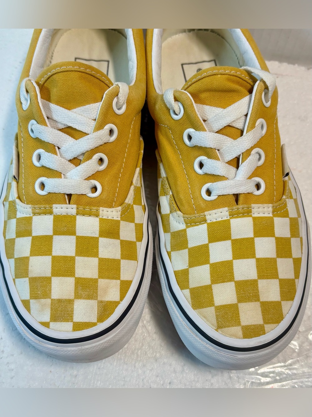 Vans Yellow and White Checkerboard Low Top Sneakers - Picture 6 of 14